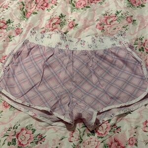 Pink Plaid Women's Pajama Shorts